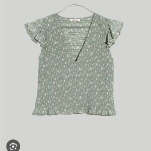 Lucie Plus Size V Neck Smocked Cottage Garden Top